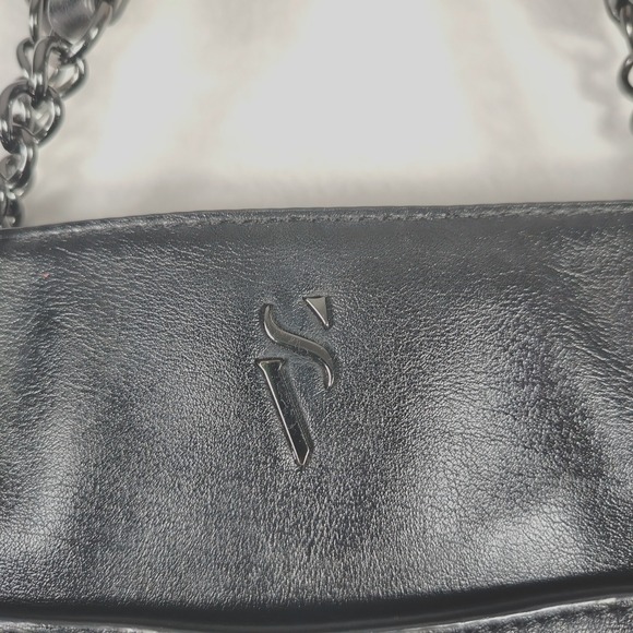 Simply Vera Wang Tote Bag Womens Black Faux Leather Chain Handles Kohl's Purse‎ - Picture 7 of 10
